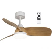 Wonderlamp - Ventilador de techo led Borse Blanco+Madera cct Dim (18W)