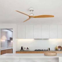 Faro Barcelona - Ventilador de techo con luz blanco/madera ø 128 cm just fan m