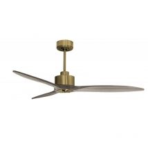 Modulo Latino iii - Super destratificateur et ventilateur dc 132 cm laiton pales bois gris idéal 26 à 40 m²