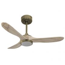 Klassfan - Ouray 2 de Ventilateur de plafond et destratificateur moteur dc Laiton avec Lumière pales bois clair 10 à 20 m²