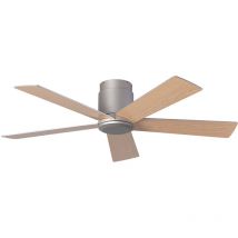 Techbrey - Ventilador de Techo Silencioso Flatiron 132cm Motor dc para Exterior Madera Clara Mando a Distancia Sin Luz