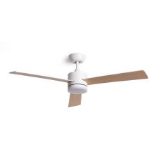 Techbrey - Ventilador de Techo Silencioso Fleves 132cm Motor dc Blanco Con Luz Controlador de Pared + Mando Wifi: True