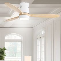 Sofucor - Ventilador de techo de cc con cable, 3 aspas de madera maciza, motor de cc silencioso, control remoto con luz