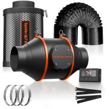 2025 Spider Farmer Ventilatore in linea da 4" 205 CFM, kit di filtro a carbone attivo per ventola di scarico e canalizzazione con kit di controllo GGS