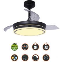 Ventilador LED aspas plegables Moss Mini Negro 46W 5520Lm CCT Dim