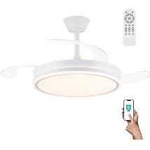 Wonderlamp - Ventilador led aspas retráctiles Miso Evo Blanco cct Dim (72W)