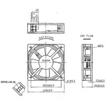 Ventilador Sunon 230vac cojinete liso 120 x 120 x 25mm