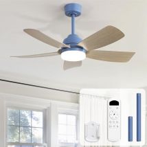 Sofucor - Ventiladores de techo azules de 42 pulgadas con luz led de 22 w, control remoto, 5 aspas de abs