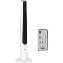 Ventilateur colonne oscillant Homcom 50W 3 vitesses H118cm D32cm Connecté Blanc Noir