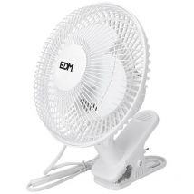 EDM - Ventilateur à Pince Blanche Puissance: 15 watts Palmes: Ø15cm - 28cm