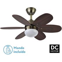 Fabrilamp - Ventilateur de Plafond Tatiana dc 110W Blanc Bois Foncé 3 Pales