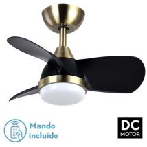 Fabrilamp - dc Pirdo Ventilateur de Plafond Cuir Noir 24W 3 Pales