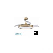 Fabrilamp - Ventilateur dc 48W Micenas Cuir 3 Pales