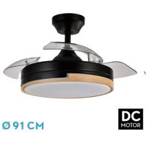 Fabrilamp - Ventilateur dc 48W Olimpia Noir/Bois 3 Pales