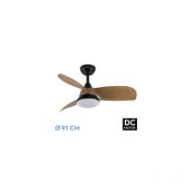 Fabrilamp - Ventilateur dc Atomo 24w Noir 3 pales Bois Foncé 91d 2640lm 3000k,4000k,6000k Télécommande+mémoire+minuterie