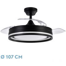 Fabrilamp - Ventilateur dc Cerrato Noir 72W 3 Pales Déployables