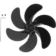 Ventilateur de Cheminée à 6 Lames, Accessoires de Ventilateur de Poêle à Bois Noir en Alliage D'aluminium, De Ventilateur Accessoires Universels De