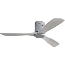 Eifson - Ventilateur de plafond 132cm, avec 3 pales en bois massif, silencieux, moteur dc réversible, télécommande, pour salon et chambre - Gris