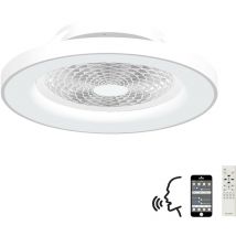 Tibet Plafonnier led à intensité variable et ventilateur cc 35 w, télécommande, app et commande vocale Alexa/Google, blanc - Mantra