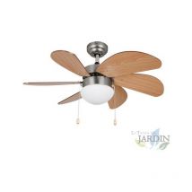 Suinga - Ventilateur de plafond Orbegozo avec lumière, 3 vitesses, 6 pales en bois, 50W, CP15075N