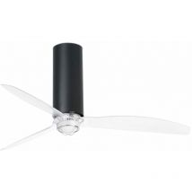 Faro Barcelona - Faro tube - Ventilateur de plafond transparent à led noir mat avec moteur à courant continu, 3000K