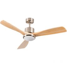 Ventilateur de plafond avec lumière 3 pales 56W 6 vitesses Alaska Wood Natural 7H DAYRON