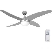 EDM - Ventilateur de plafond modèle caspio argent/nickel puissance : 60w pales : ø132cm avec télécommande .
