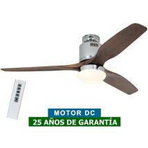 Certeo - Ventilateur de plafond avec éclairage CasaFan 93132311 aerodynamix eco 132 noyer/ chrome brillant