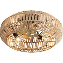 Okwish - Nouveau ventilateur de plafond en cage Boho de 22 pouces avec rotin fermé 6 vitesses télécommande moteur à courant continu réversible pour