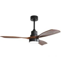 Ventilateur de plafond en bois de 48 pouces avec 3 pales en bois massif, télécommande, moteur à courant continu réversible pour salon