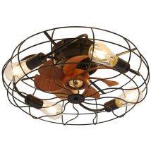 Okwish - Ventilateur de plafond industriel d'intérieur à profil bas de 20 pouces avec télécommande et 7 pales avec ampoule