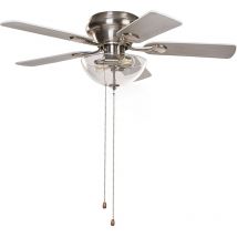 Beliani - Ventilateur de Plafond Interrupteur à Tirette en Métal Argenté Bois Clair Sirama