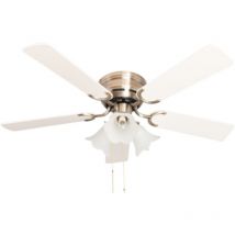 Pepeo - Ventilateur de plafond Kisa Deluxe ab Blanc / Erable avec éclairage