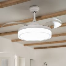 Techbrey - Ventilateur de Plafond led Pales Pliable Caicos Blanc 106cm Moteur dc 165o