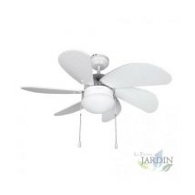 Suinga - Ventilateur de plafond Orbegozo avec lumière, 6 pales, 3 vitesses, blanc, CP15076B