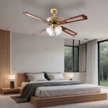 Ventilateur de plafond plafonnier avec ventilateur ventilateur refroidisseur de salon avec abat-jour en verre, interrupteur à tirette avant/retour,