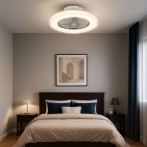 Globo Lighting - Ventilateur de plafond Plafonnier led dimmable avec télécommande lampe de salon en cristal lumière du jour, effet ciel étoilé, 40W