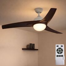 Ventilateur de plafond plafonnier ventilateur de salon ventilateur bois télécommande, minuterie cct 3 niveaux, métal mdf aspect bois verre opale