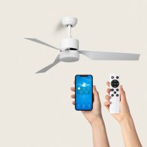 Ventilateur de plafond Silencieux Minimal Blanc 132cm Moteur DC Télécommande Sans lumière Non