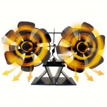 Ventilateur de poêle à bois à 12 lames, double moteur alimenté par la chaleur, ventilateur de cheminée pour poêle à bois, ventilateur pour poêle à