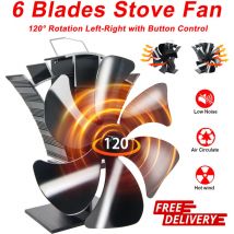 Ventilateur de poêle à bois à 6 lames – Ventilateur silencieux amélioré pour poêle à bois avec thermomètre Idéal pour petit poêle à bois