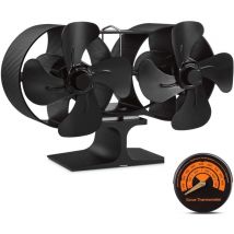 Shmshng - Ventilateur de poêle à bois à double moteur 8 pales de petite taille, chauffage silencieux, alimenté par l'air, ventilateur écologique pour