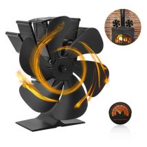 Ventilateur De Poêle à Bois Double Tête 6 Pales, Mini Ventilateur De Cheminée, Ventilateur De Four Pour Chauffage à Bois