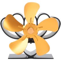 Jeffergarden Ventilateur de poêle à chaleur en alliage d'aluminium, ventilateur de poêle à bois durable à faible bruit pour cheminée à bches, or