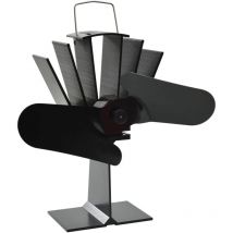 Largeight - Ventilateur de Poêle Alimenté par Chaleur 2 Pales Ventilateur de Poêle à Bois avec des Fils Ignifuges Economique Cheminée Maison Noir