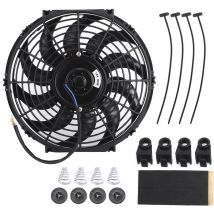 Jeffergarden Ventilateur de Refroidissement de Radiateur Mince Universel 12 Pouces Thermo 12V avec Kit de Montage Compartiment Moteur Froid
