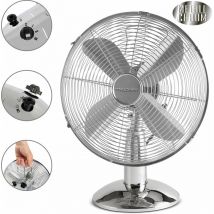 Proficare - vl 3063M Ventilateur de table, Silencieux Rétro, ø 30cm, 3 Vitesses Oscillant, Métallique 35W