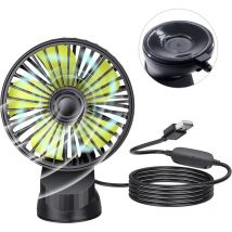 Ventilateur de voiture usb avec ventouse, 1 pièce 5 v 1 a usb Ventouse Ventilateur électrique portable Ventilateur de bureau avec 3 vitesses pour
