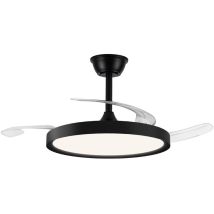 Cristalrecord - Ventilateur Led Polaris Black 43 W 4 430 Lm Cct À Intensité Variable Avec Pales Rétractables
