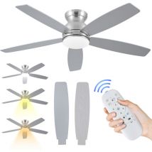 Dazhom - Ventilateur Plafond avec Lumières et Télécommande led Lampe 3 Couleurs Dimmablee et 6Vitesses de Vent Ventilateur Plafond Silencieux Φ130CM